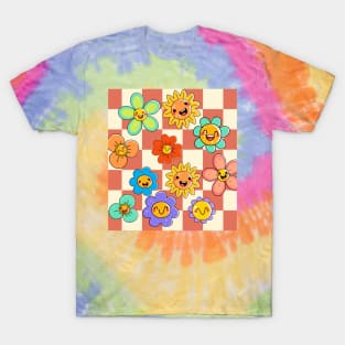 Trippy Terracotta Plaid Floral T-Shirt